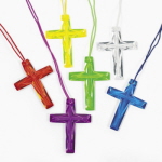 Plastic Crystal Cross Necklaces<br>48 piece(s)