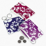 Hibiscus Coin Purse Key Chains<br>4 1/4"x3 1/4"-1 dozen