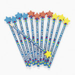 Star Student Pencils w/Star Erasers<br>1 dozen