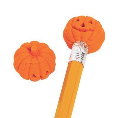 Jack-O'-Lantern Pumpkin-Shaped Eraser Pencil Toppers