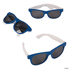 Adult Blue & White Two-Tone Sunglasses<br>1 dozen