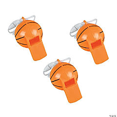 Basketball Shaped Whistles<br>1 dozen