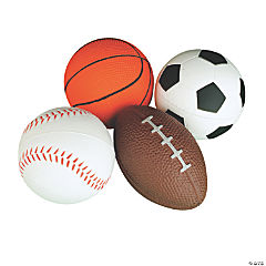 Soccer, Baseball, Football & Soccer Foam Stress Balls<br>1 dozen