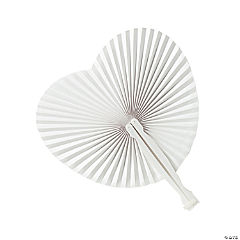 White Heart Shaped Folding Fans<br>1 dozen