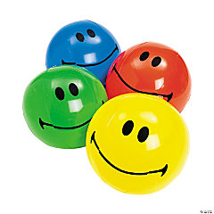 Inflatable Smile Face Beach Balls<br>1 dozen