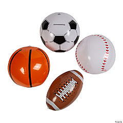 Inflatable Basketball, Soccer, Baseball and Football Assortment<br>1 dozen