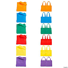 Mini Nonwoven Bright Color Tote Bags<br>1 dozen