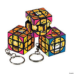 Mini Smile Face Cube Puzzle Key Chains<br>1 dozen