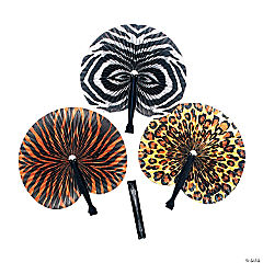 Safari Print Folding Fans<br>1 dozen