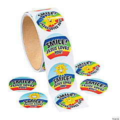 Smile Jesus Loves You Sticker Roll<br>1 roll