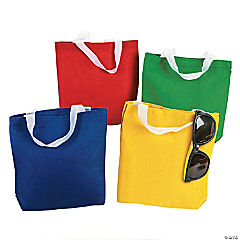 Small Primary Color Canvas Tote Bags<br>1 dozen