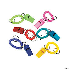 Whistle Key Chains w/Expandable Bracelets<br>1 dozen